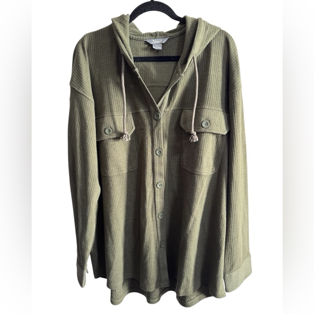 Natural Reflections Olive Hooded Knit Shacket XXL